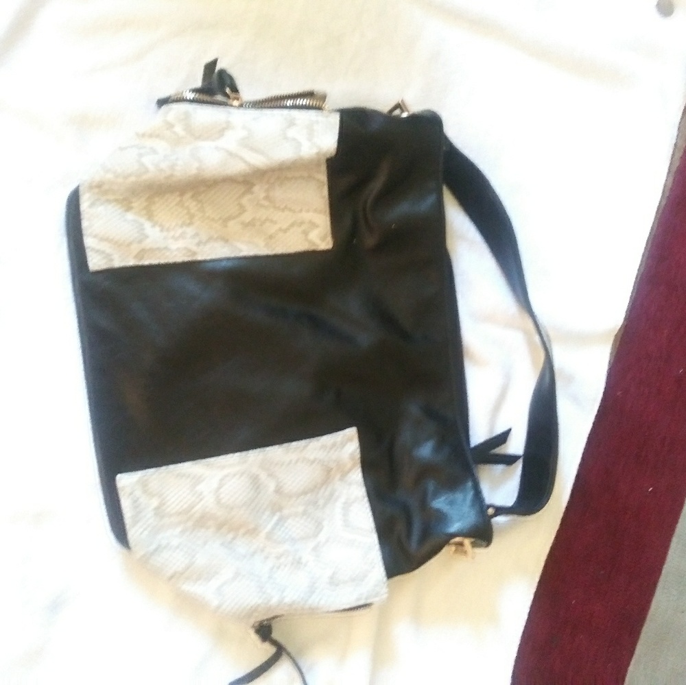 Black and White Leather Purse, Snake Skin